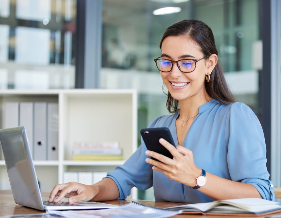 girl working on her mobile device