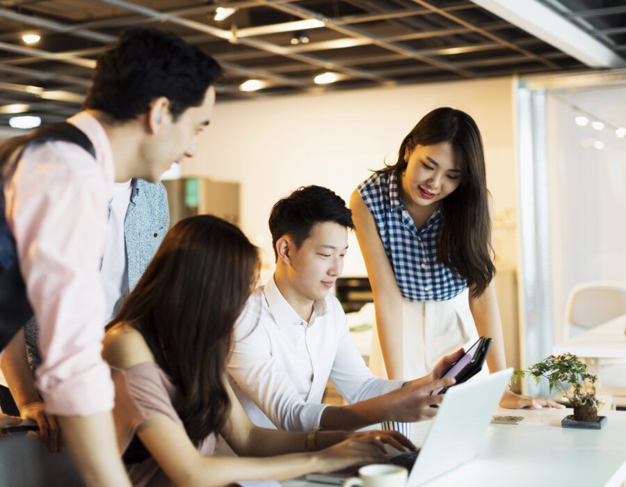 office employees collaborating on AI enterprise